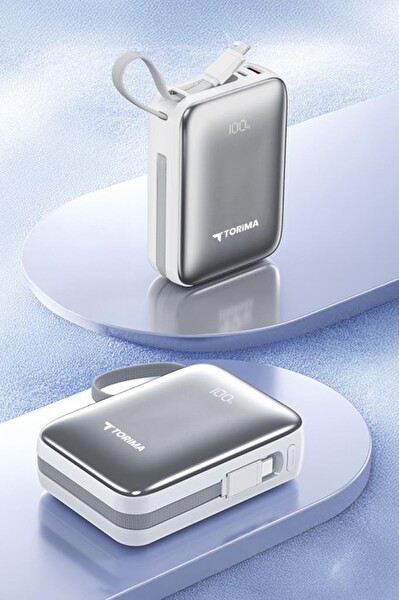 Torima TRM-1018 Beyaz 10000 mAh Type-C Lightning 45 W Hızlı Şarj Dijital Göstergeli Powerbank