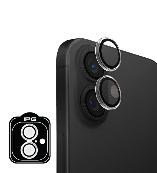 IPG iPhone 16 / 16 Plus için IPG ProLENS Şeffaf Kamera Lens Koruma HD Görünümlük Temperli Cam Çizilmez Lens Kapağı
