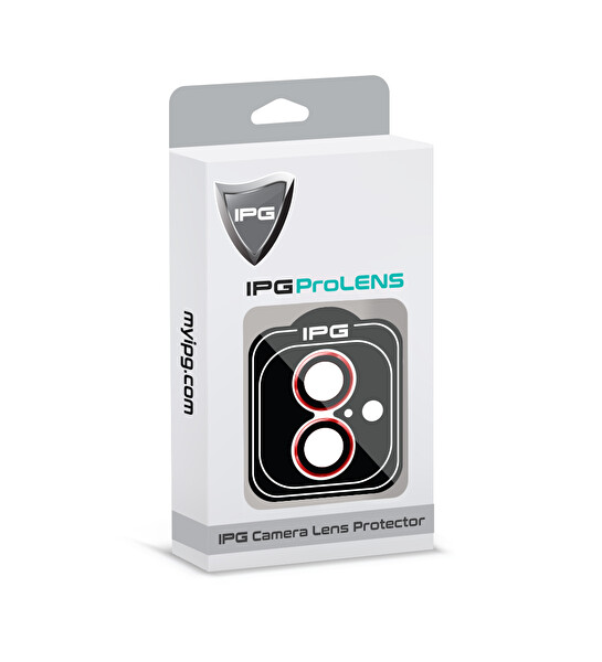 IPG iPhone 16 / 16 Plus için IPG ProLENS Kamera Lens Koruyucu Alüminyum CD Çerçeveli Kırılmaz Cam Kırmızı