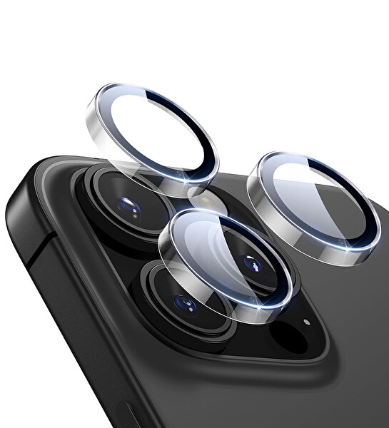 IPG iPhone 15 Pro / Pro Max için IPG ProLENS Şeffaf Kamera Lens Koruma HD Görünümlük Temperli Cam Çizilmez Lens Kapağı