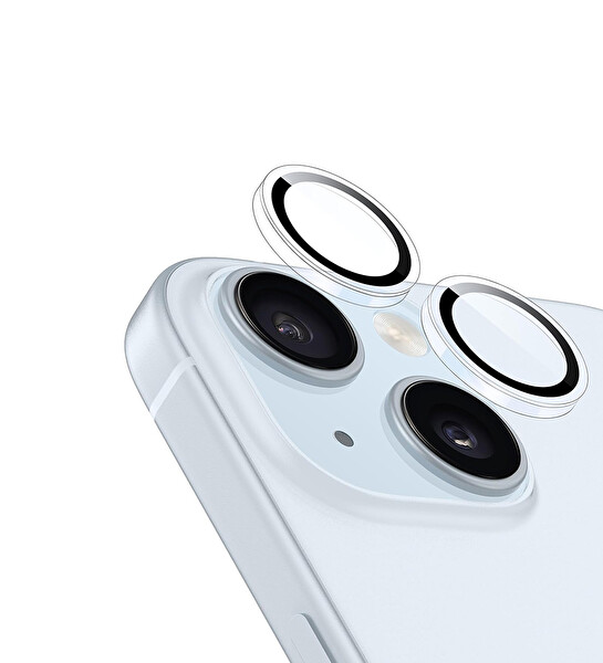 IPG iPhone 15 / 15 Plus için IPG ProLENS Şeffaf Kamera Lens Koruma HD Görünümlük Temperli Cam Çizilmez Lens Kapağı