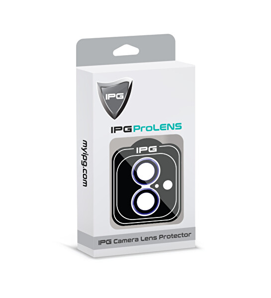 IPG iPhone 16 / 16 Plus için IPG ProLENS Kamera Lens Koruyucu Alüminyum CD Çerçeveli Kırılmaz Cam Mavi