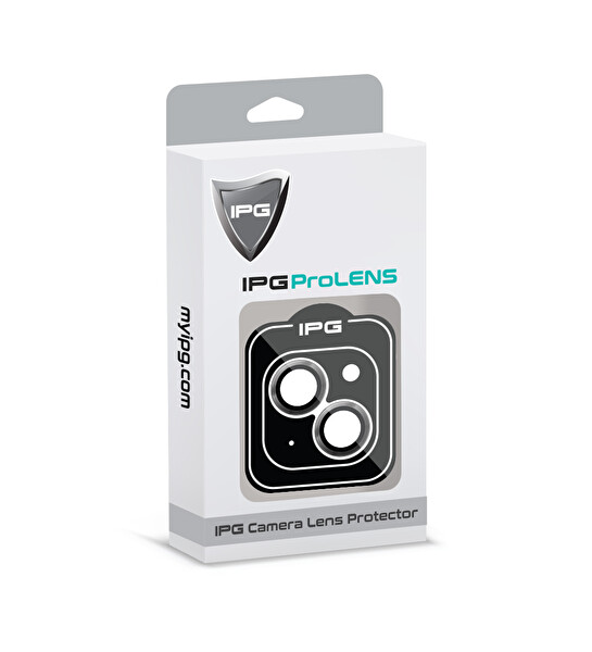 IPG iPhone 15 / 15 Plus için IPG ProLENS Kamera Lens Koruyucu Alüminyum CD Çerçeveli Kırılmaz Cam Uzay Grisi