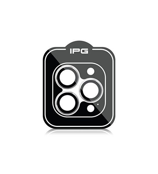 IPG iPhone 14 Pro / Pro Max için IPG ProLENS Kamera Lens Koruyucu Alüminyum CD Çerçeveli Kırılmaz Cam Gümüş