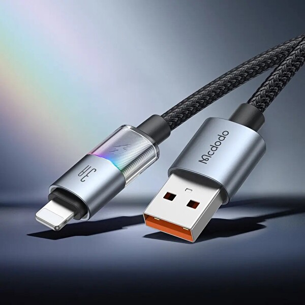 Mcdodo CA-8170 USB iPhone 3A 7 Renkli LED Işıklı Şarj Data Kablosu