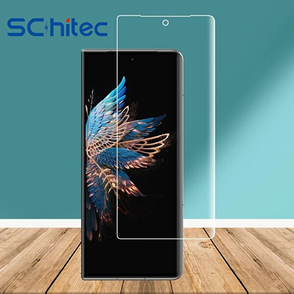 Schitec Samsung Galaxy Z Fold 3 Darbe Emici Premium Şeffaf Nano Ön Ekran Koruyucu Poliüretan Film