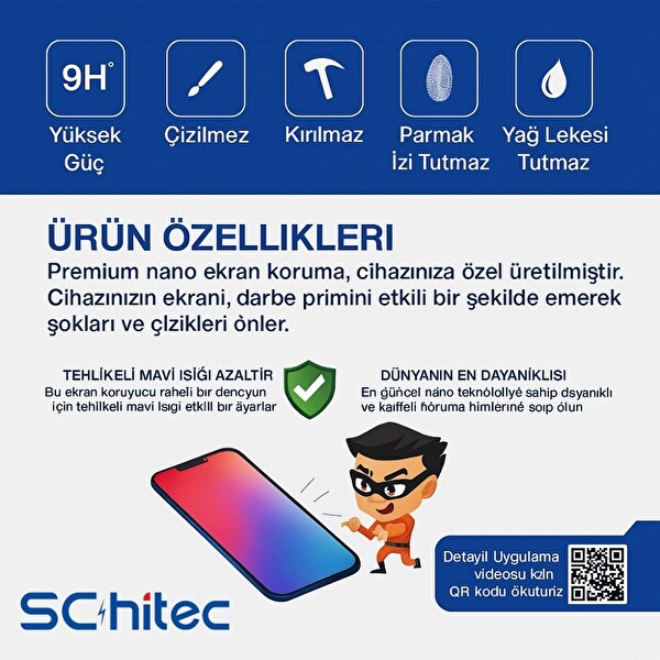 ScHitec Samsung Galaxy S25+ Darbe Emici Premium Ön Şeffaf Nano Ekran Koruyucu Poliüretan Film