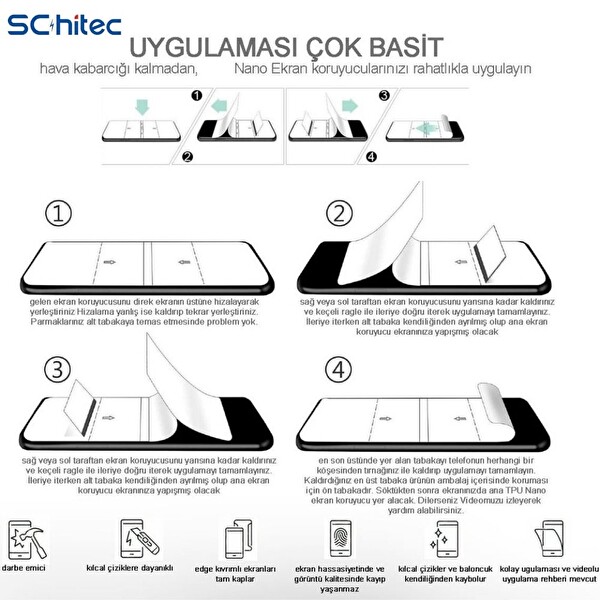ScHitec Samsung Galaxy S25+ Darbe Emici Premium Ön Şeffaf Nano Ekran Koruyucu Poliüretan Film