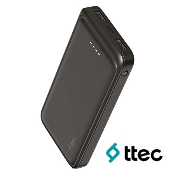 Ttec ReCharger 10000 mAh USB-A ve Type-C Hızlı Taşınabilir Powerbank Display Box Siyah 2BB263S