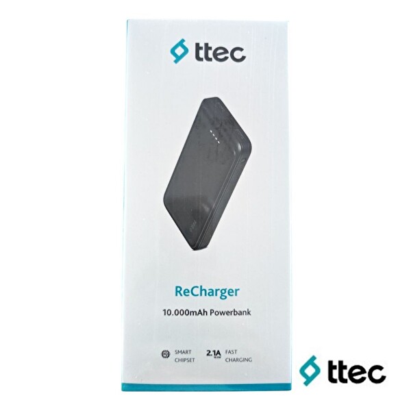 Ttec ReCharger 10000 mAh USB-A ve Type-C Hızlı Taşınabilir Powerbank Display Box Siyah 2BB263S