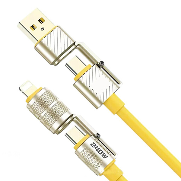 Codegen CDG-CNV89 240W 4 in 1 USB C - Lightning PD Quickcharge 2 MT Telefon Tablet Notebook Silikon Metal Hızlı Şarj Kablosu