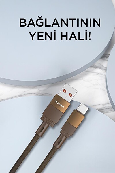 Torima U18 Kahverengi USB İle Type-c Şarj ve Data Kablosu