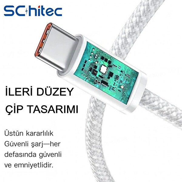 ScHitec 3 Paket 6A 60W Type-C to Type-C Örgülü Hızlı Data ve Şarj Kablosu 1 Metre K291