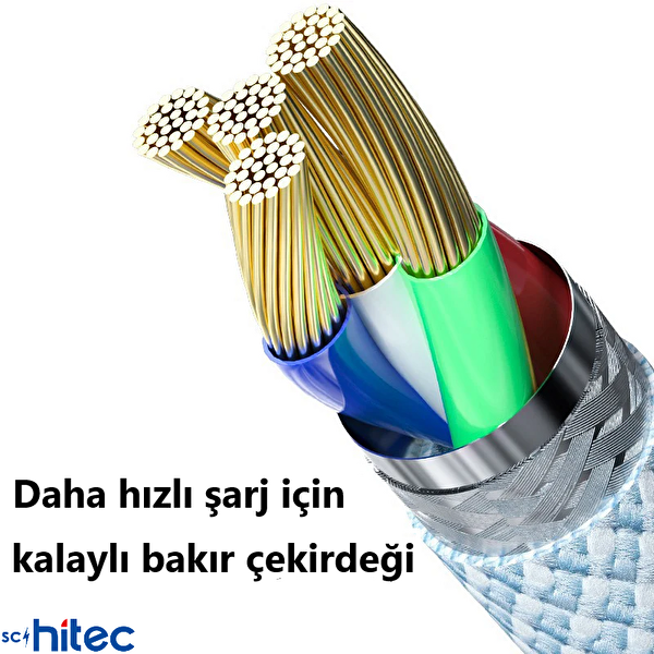ScHitec 3 Paket 6A 60W Type-C to Type-C Örgülü Hızlı Data ve Şarj Kablosu 1 Metre K291