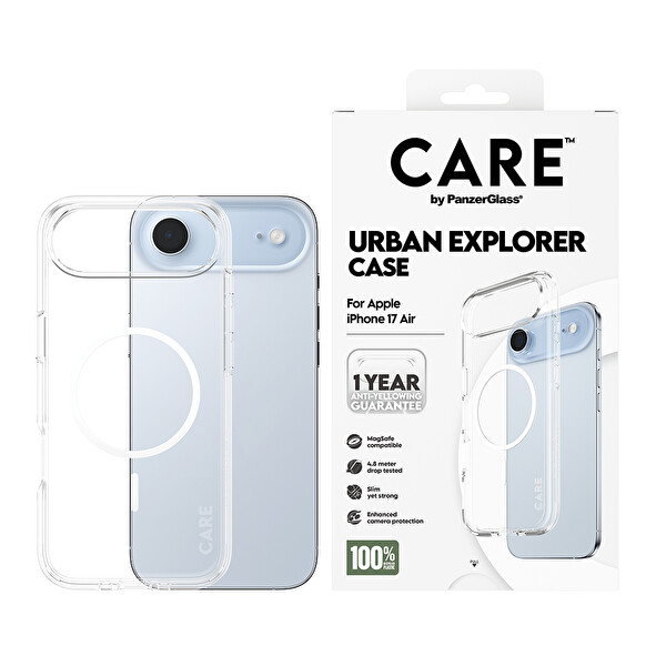 Panzerglass Care by PanzerGlass Flagship iPhone Air Transparent Urban Explorer Beyaz MagSafe Uyumlu Kılıf