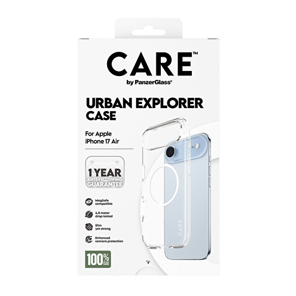 Panzerglass Care by PanzerGlass Flagship iPhone Air Transparent Urban Explorer Beyaz MagSafe Uyumlu Kılıf