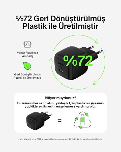 Belkin Kompakt 45 W USB-C Güç İletimli Hızlı Şarj Aleti