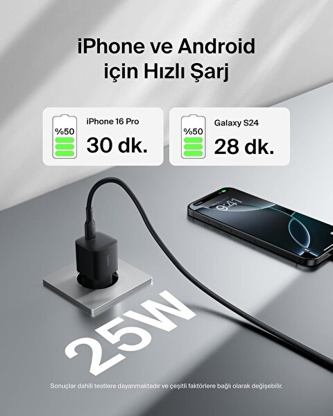 Belkin USB-C 25 W PD 3.0 PPS Siyah Hızlı Şarj Aleti