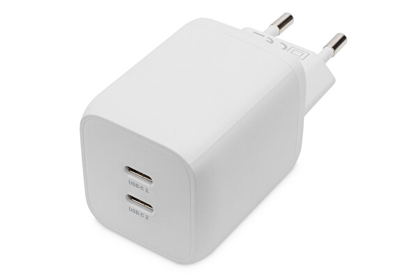 Digitus 65W 2 Port USB-C Mini Şarj Cihazı 45W+20W Beyaz