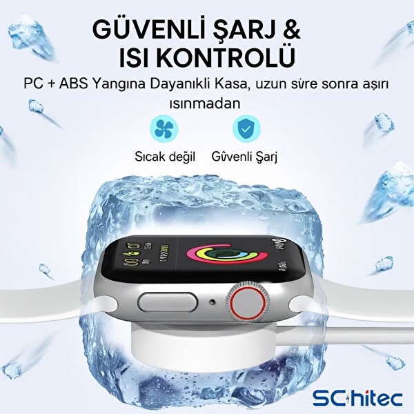 ScHitec C49T Type-C Girişli Universal İ-Watch Beyaz Akıllı Saat Şarj Cihazı