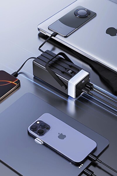 Torima TRM-1061 Beyaz 60.000 mAh Type-C Lightning 22.5 W Hızlı Şarj RGB Led Işıklı Powerbank