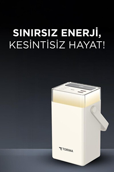 Torima TRM-1061 Beyaz 60.000 mAh Type-C Lightning 22.5 W Hızlı Şarj RGB Led Işıklı Powerbank