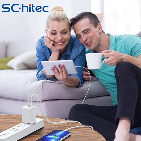 ScHitec SX30 6A 100W Type-C to Type-C Hızlı Data ve Süper Şarj Kablosu 3 M Beyaz