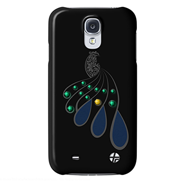 Samsung Galaxy S4 Trexta Deri Dokulu Dikişli Siyah Taşlı Telefon Kılıfı