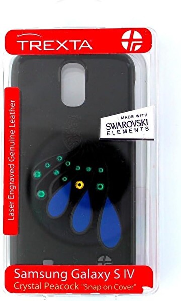 Samsung Galaxy S4 Trexta Deri Dokulu Dikişli Siyah Taşlı Telefon Kılıfı