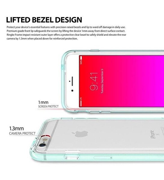 PDAteknoloji İphone 6S - 6 Halka Çerçeve Mint Yeşil Telefon Kılıfı