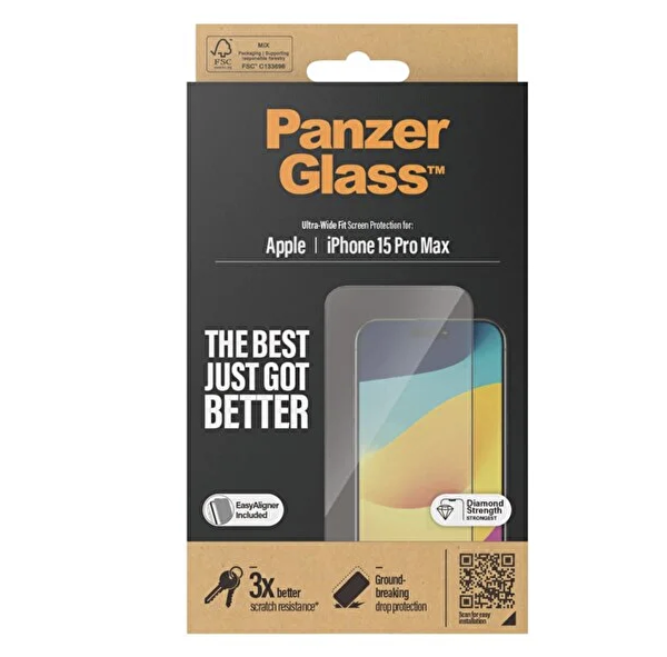 Panzerglass iPhone 15 Pro Max Uwf Şeffaf Cam Ekran Koruyucu