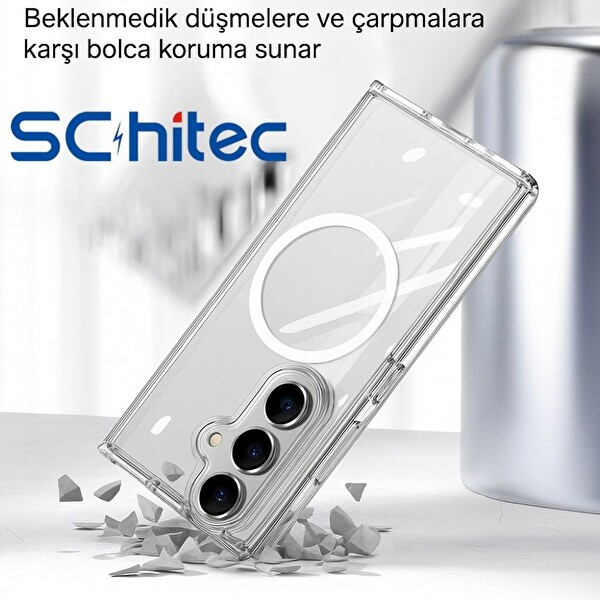 ScHitec Samsung Galaxy Z Fold 5 Magsafe Özellikli Şeffaf Telefon Kılıfı