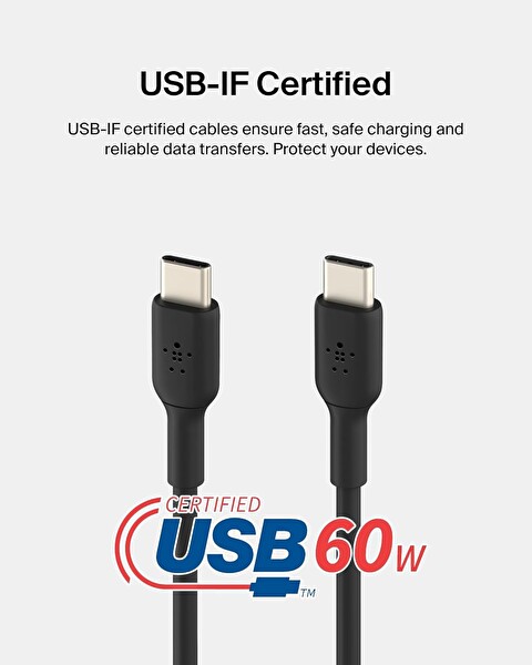Belkin Boost Charge 60 W USB-C - USB-C Kablosu 1 M Siyah