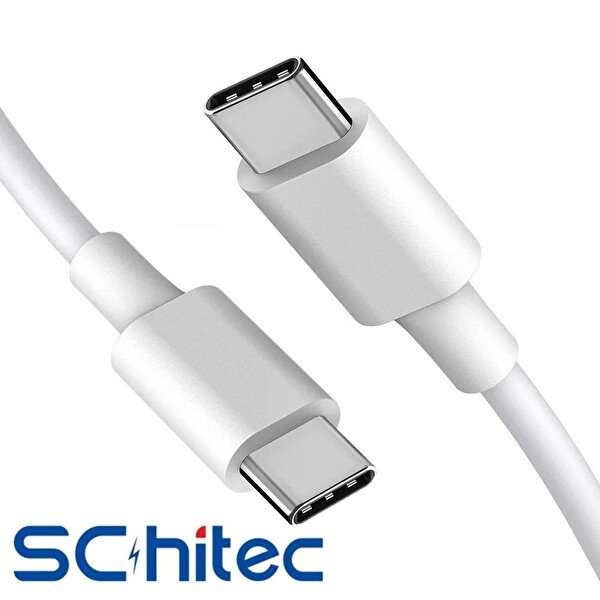 ScHitec 6A 100W Type-C to Type-C Hızlı Data ve Süper Şarj Kablosu 2 Metre Beyaz SX20