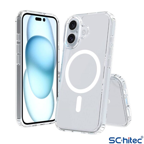 ScHitec İphone 16 Plus Mag Safe Özellikli Şeffaf Telefon Kılıfı
