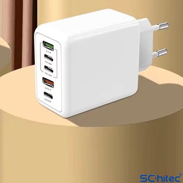 ScHitec SR30 120W 3 Type-C+2 UsbA 5 Çıkışlı Şarj Aleti Set 6A 100W UsbA to Type-C 1M Hızlı Data Şarj Kablosu