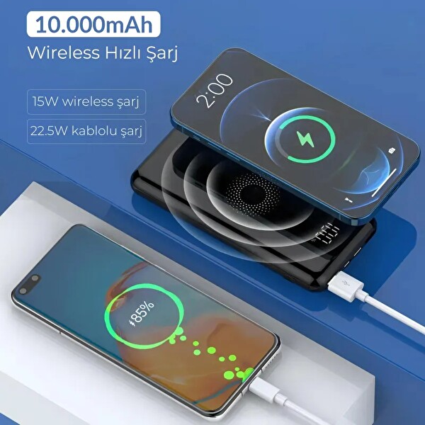 Woyax By Deji WY-121 10000 mAh Dijital Göstergeli 22.5W Hızlı Taşınabilir Powerbank Şarj Cihazı Siyah