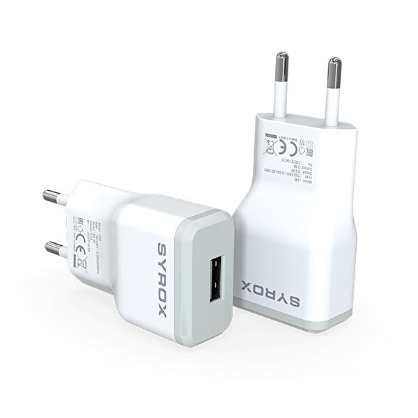 Syrox J35 2.1A 1xUSB-A Port Çıkışlı Hızlı Şarj Cihazı - Beyaz