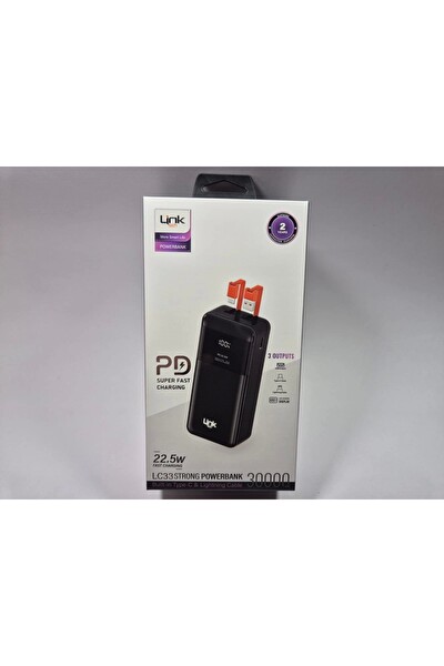 Linktech LC33 Strong Dijital Ekranlı 22.5W 30.000 Mah Hızlı Powerbank Siyah