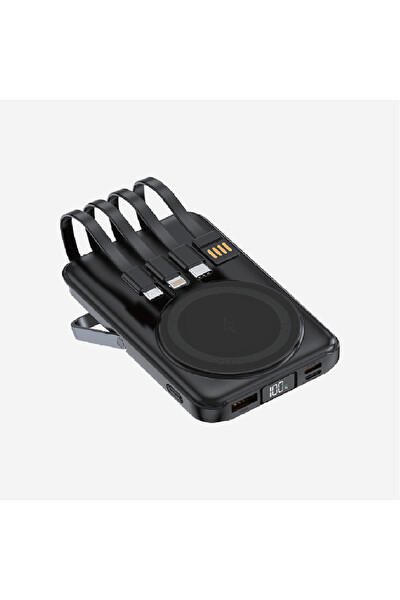 Linktech WF27 Mini Led Ekranlı Çoklu Kablolu 10000 mAh Wireless Şarjlı Powerbank