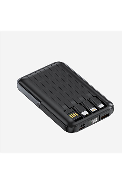 Linktech WF27 Mini Led Ekranlı Çoklu Kablolu 10000 mAh Wireless Şarjlı Powerbank