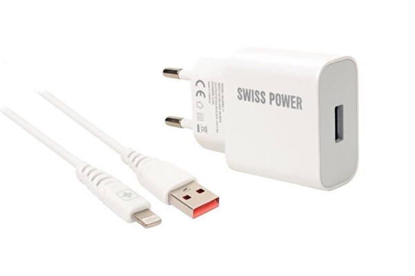 PDAteknoloji Swiss Power SWS-A1 18W 3.0 Beyaz Lightning Kablosu Ve Hızlı Şarj Aleti