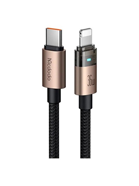 Mcdodo Gold CA-6941 36W USB-C Type C iPhone Uyumlu Işıklı Şarj Kablosu 1.2 M
