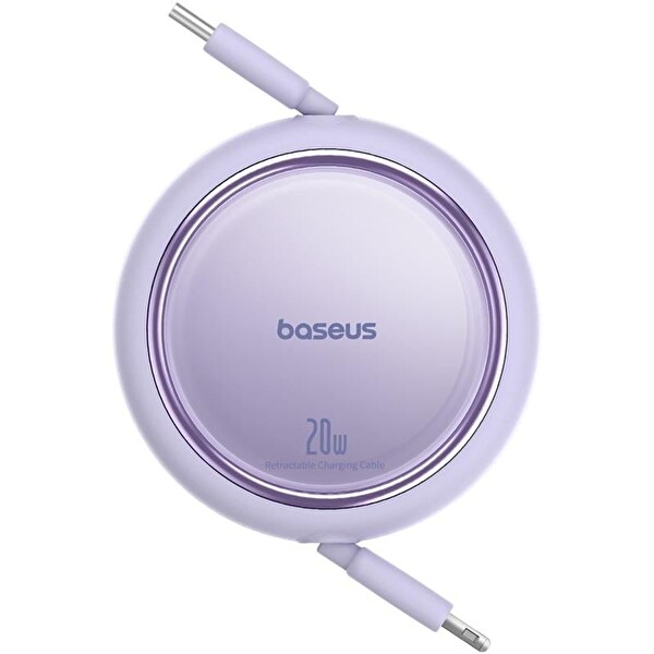 Baseus Free2Pull USB-C Lightning 20W Makaralı Hızlı Şarj ve Data Kablosu - Mor