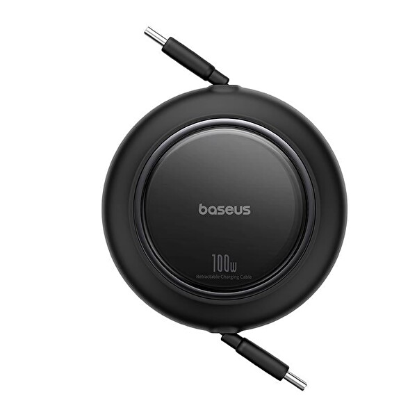 Baseus Free2Pull Mini Makaralı USB-C to USB-C 100W Hızlı Şarj ve Data Kablosu - Siyah