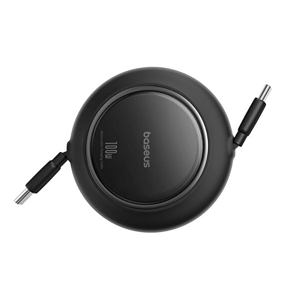 Baseus Free2Pull Mini Makaralı USB-C to USB-C 100W Hızlı Şarj ve Data Kablosu - Siyah