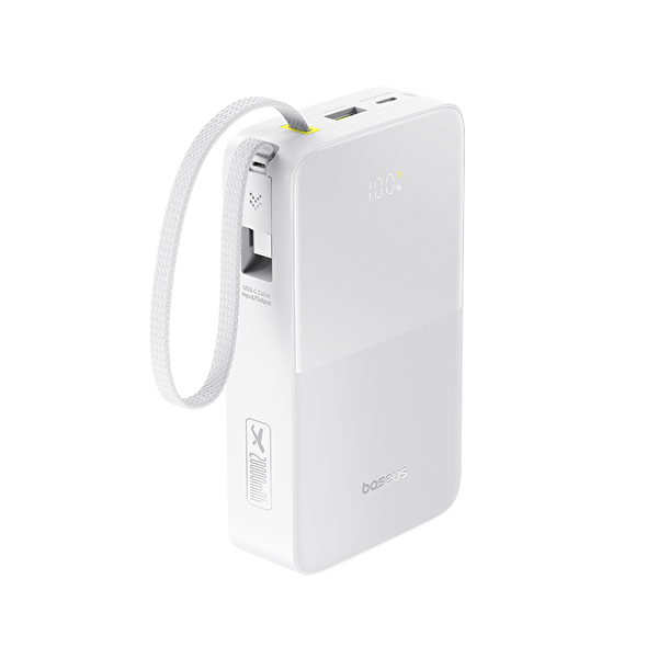 Baseus EnerFill Bipow2 Pro 20000mAh Dahili Usb-c Kablolu - 22.5 W Hızlı Şarjlı - LED Ekranlı Taşınabilir Powerbank Beyaz