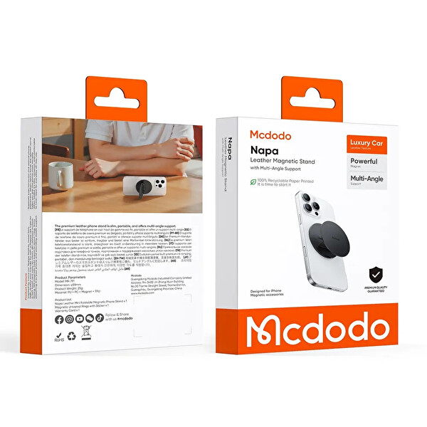 Mcdodo MR-7910 Çok Açılı Destekli Deri Manyetik Telefon Tutucu