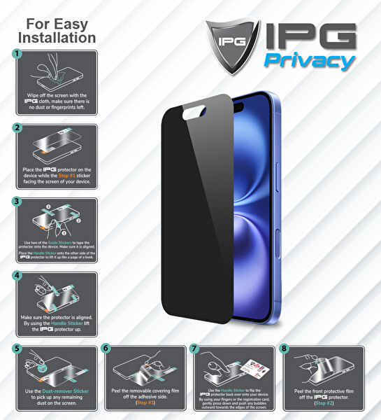 IPG iPhone 17 Pro için Privacy Gizlilik (Anti-Spy) Ekran Koruyucu Mat Parmak İzi Bırakmaz Yandan Görünmeyi Engeller