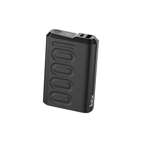 Bix TPB15 10000mAh PD 20W USB-C USB-A QC 3.0 22.5W Dijital Ekranlı Hızlı Şarj Destekli Mini Powerbank Siyah